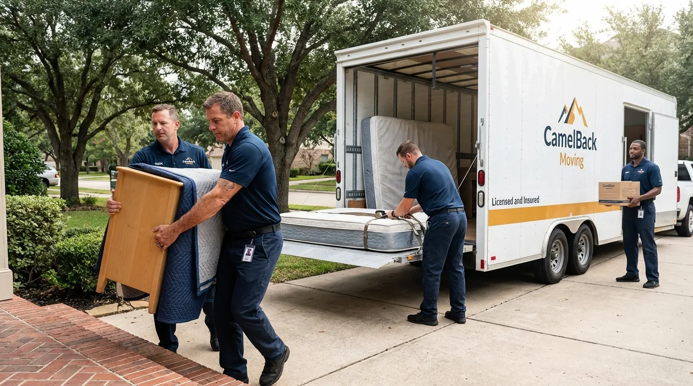 Crew loading residential truck for cross-state move from Luverne, AL