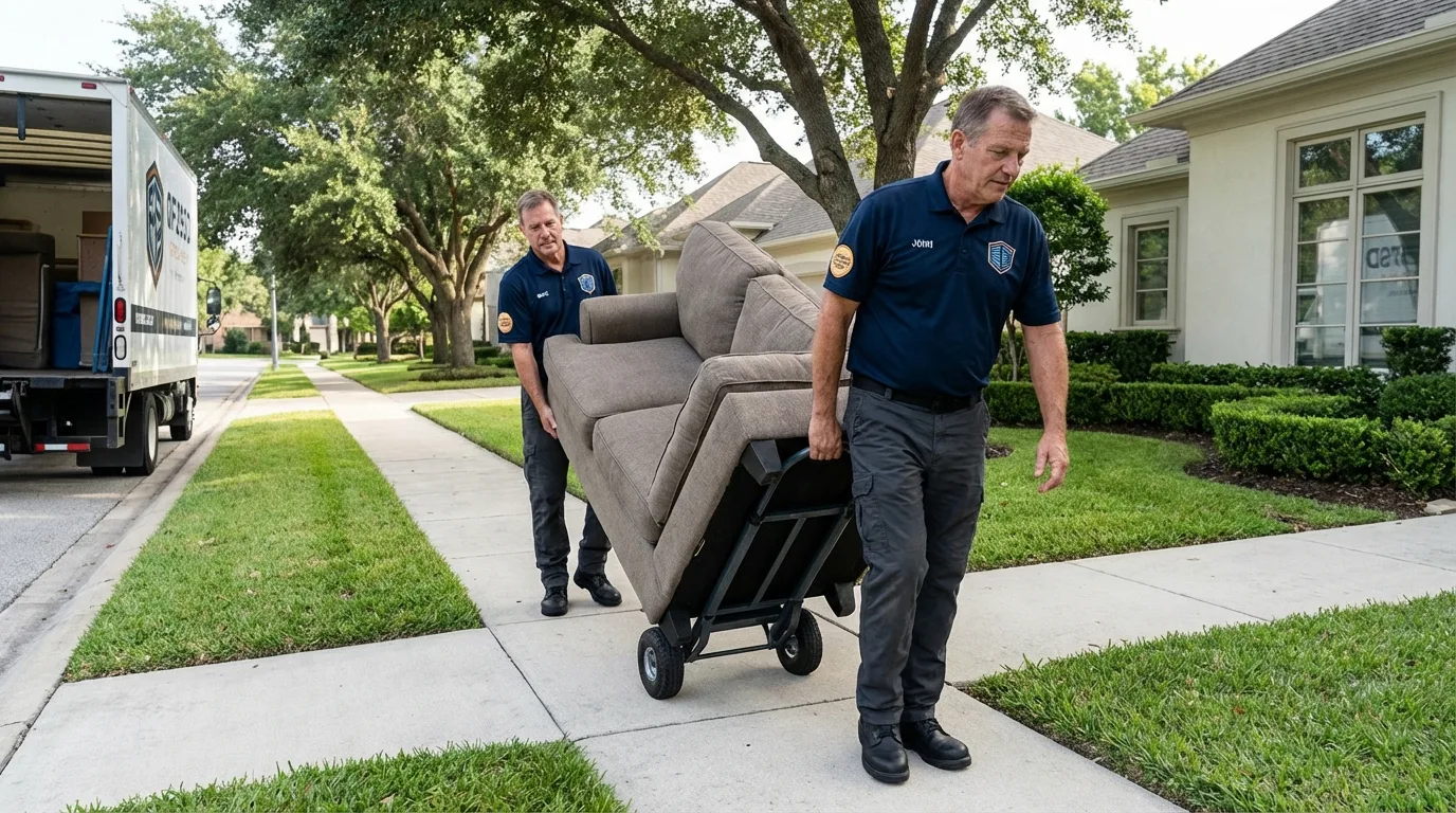 Local residential moving crew loading furniture in Luverne, AL